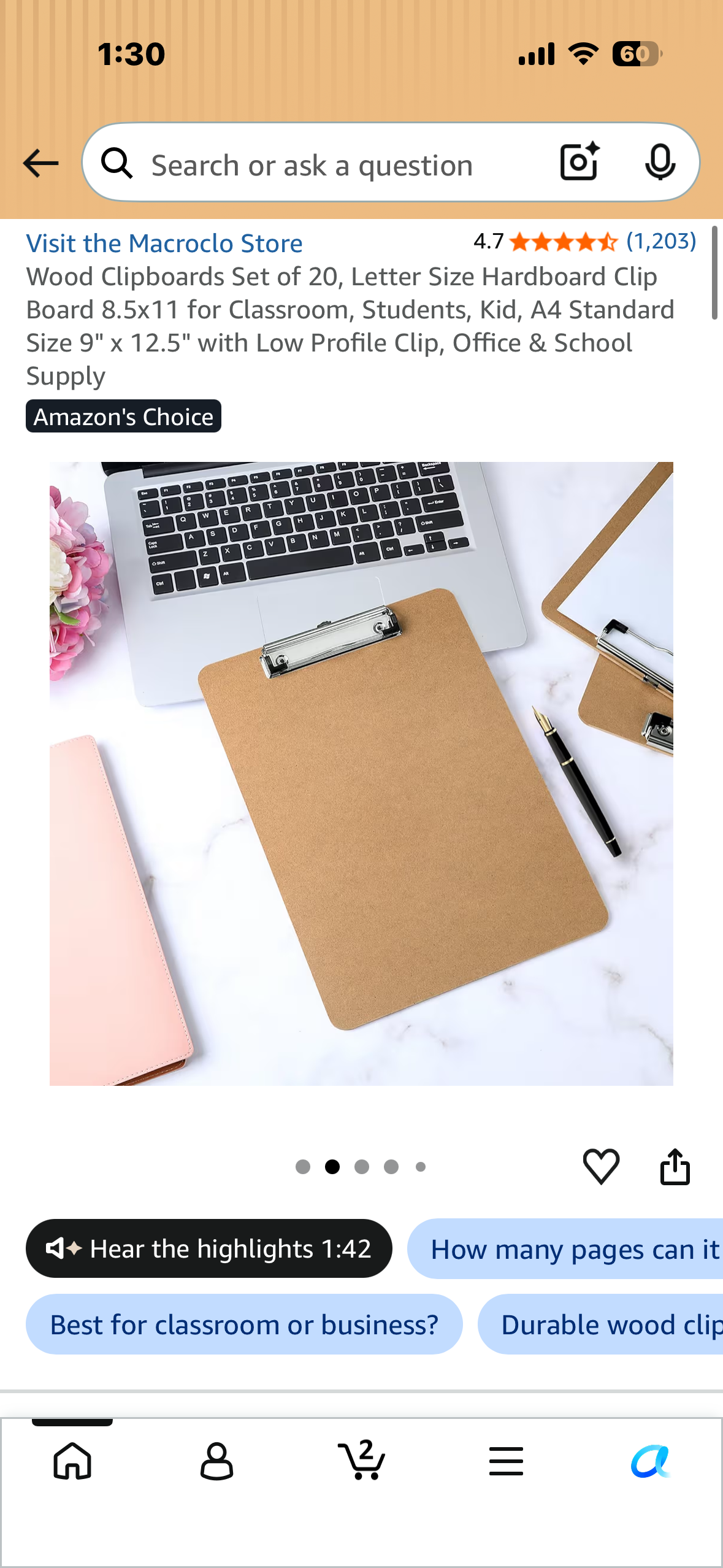 Set of 20 Wood Clipboards, Letter Size Hardboard Clip Board, Standard Size 9" x 12.5" with Low Profile Clip, Office & School Supply