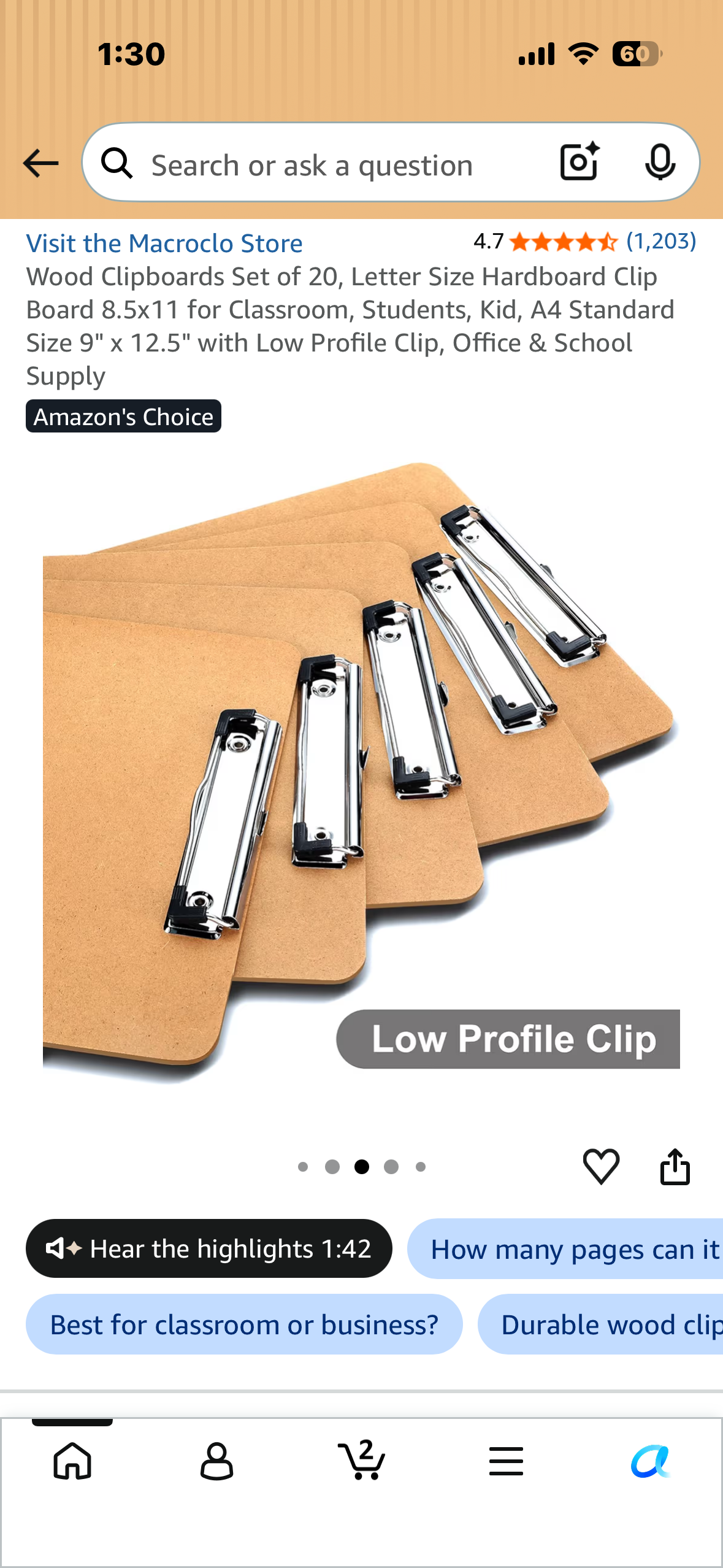 Set of 20 Wood Clipboards, Letter Size Hardboard Clip Board, Standard Size 9" x 12.5" with Low Profile Clip, Office & School Supply