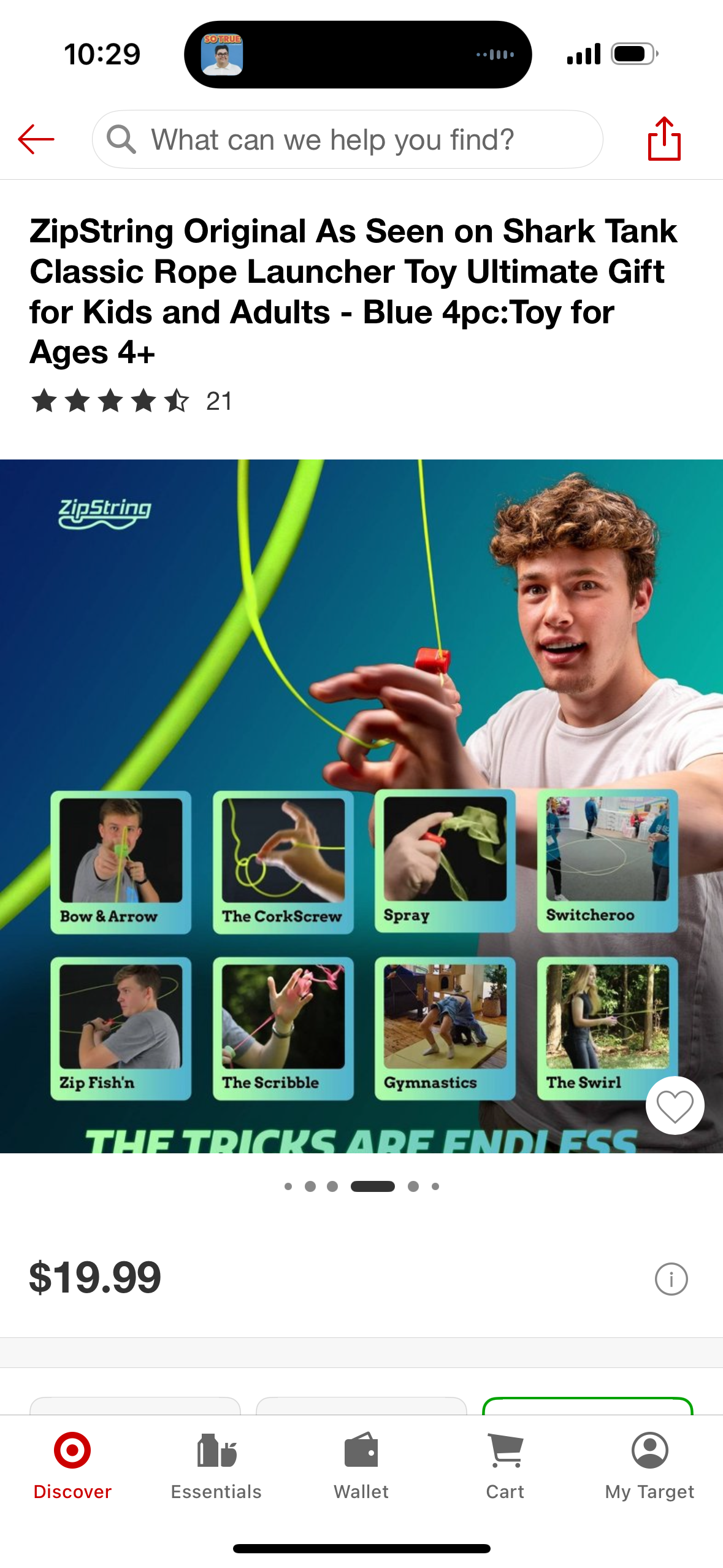 ZipString Original As Seen on Shark Tank Classic Rope Launcher Toy Ultimate Gift for Kids and Adults - Blue 4pc:Toy for Ages 4+