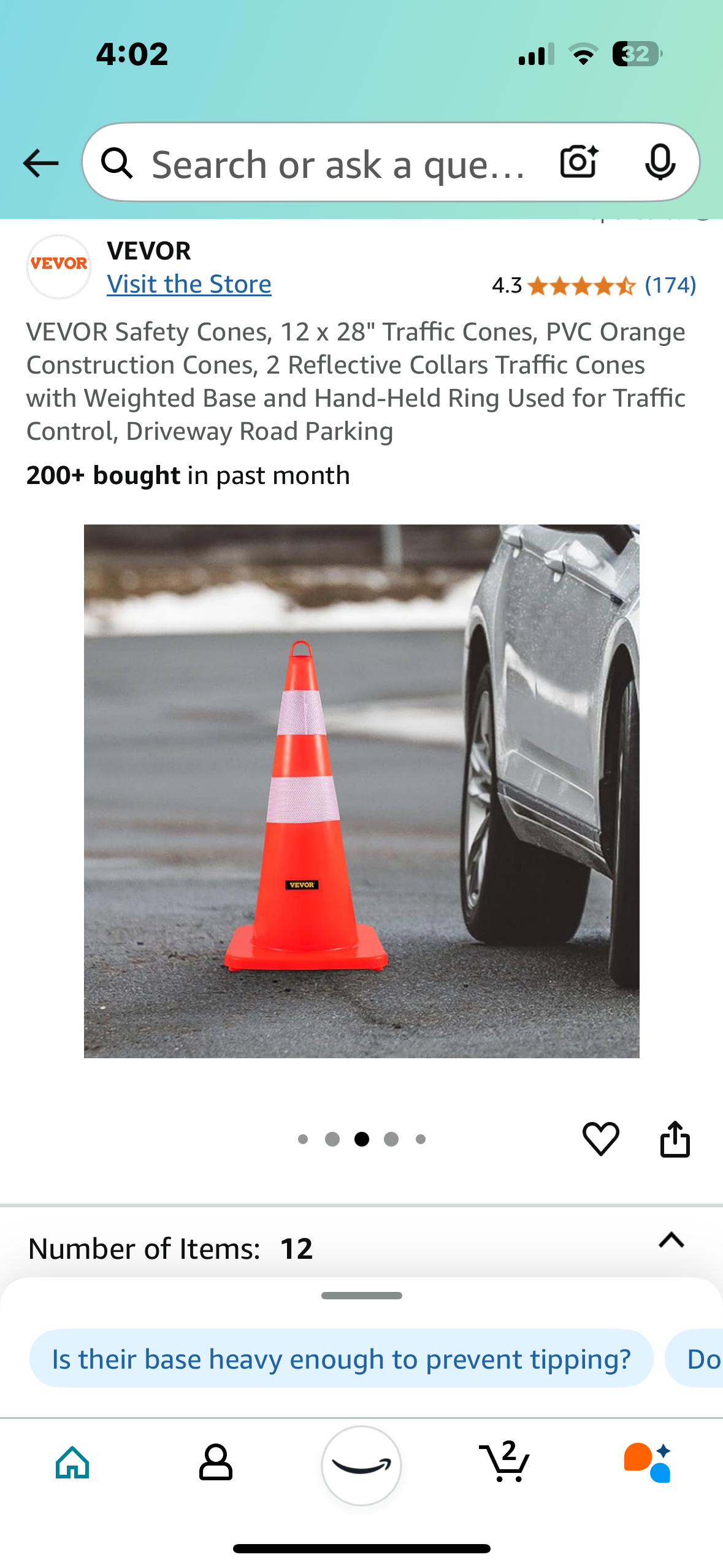 New - Traffic Safety Cones - 12 Cones Per Package (G626)