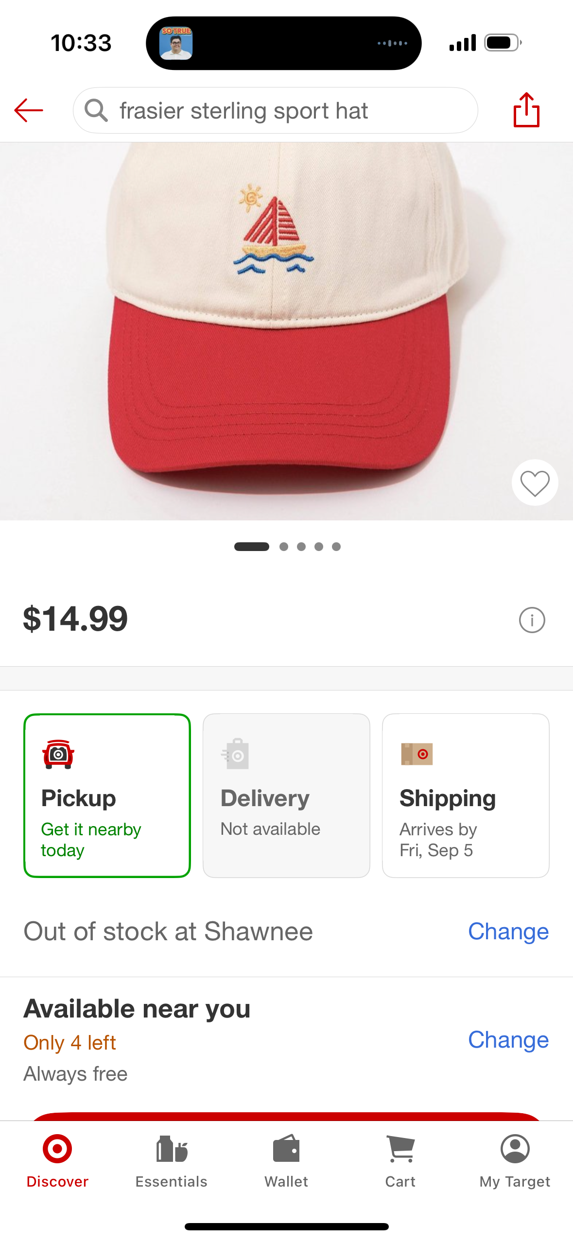 Sail Boat Hat - Frasier Sterling Cream/ Red: Cotton Adjustable Baseball Cap