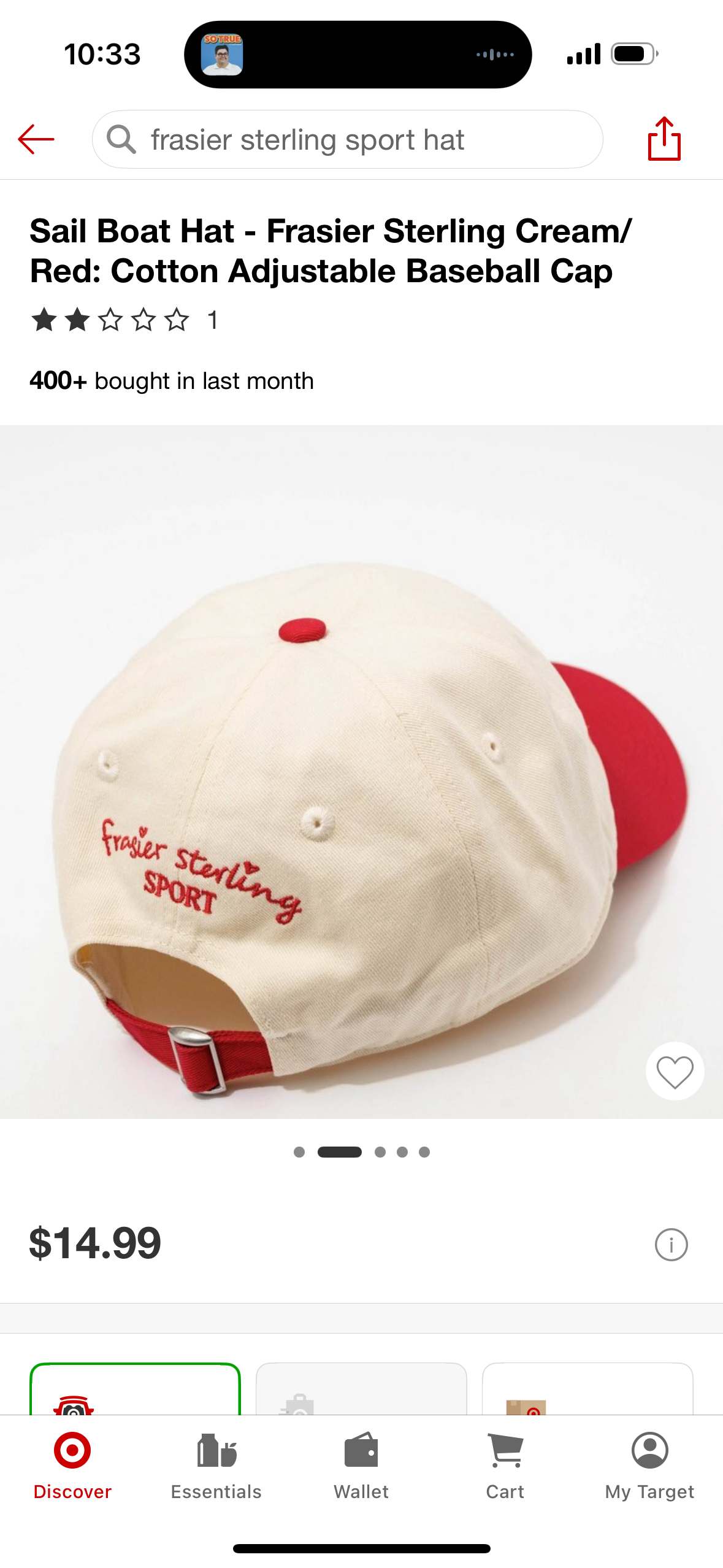Sail Boat Hat - Frasier Sterling Cream/ Red: Cotton Adjustable Baseball Cap