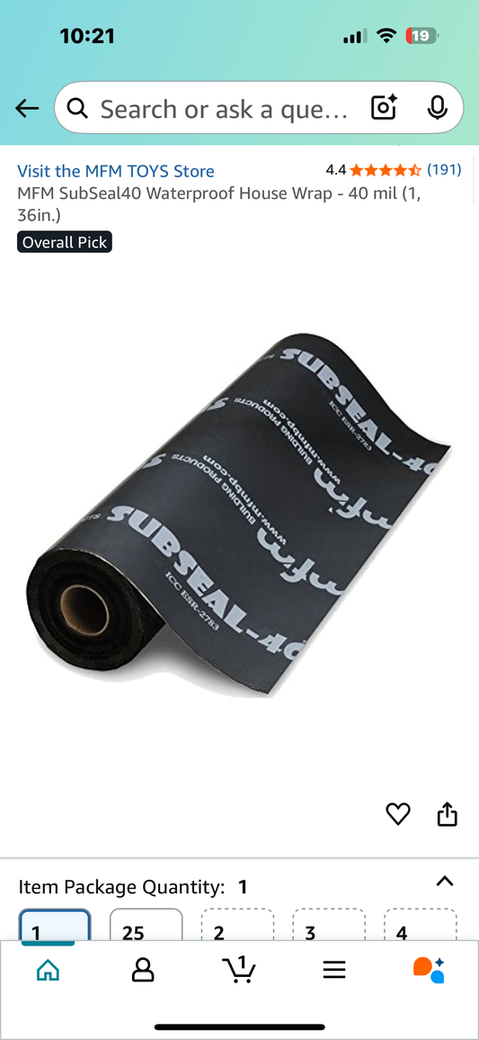 MFM SubSeal40 Waterproof House Wrap - 40 mil (36in c 75ft)(G840)