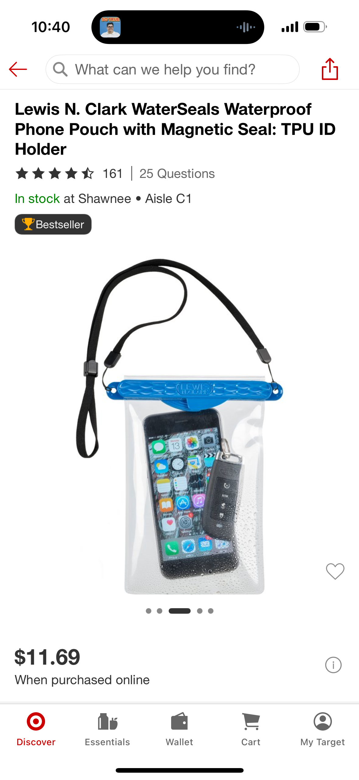 Lewis N. Clark WaterSeals Waterproof Phone Pouch with Magnetic Seal: TPU ID Holder