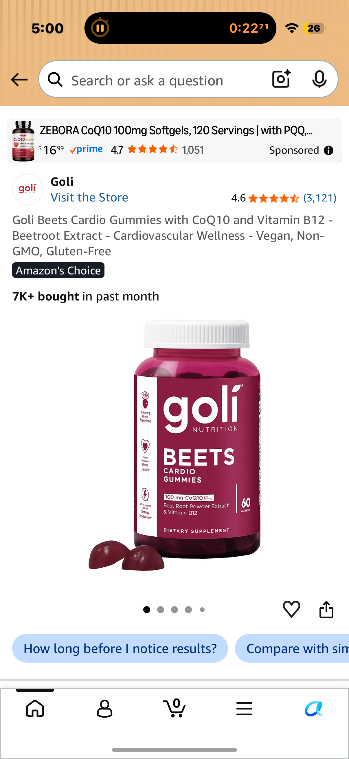 Goli Beets Cardio Gummies with CoQ10 and Vitamin B12 - Beetroot Extract - Cardiovascular Wellness - Vegan, Non-GMO, Gluten-Free