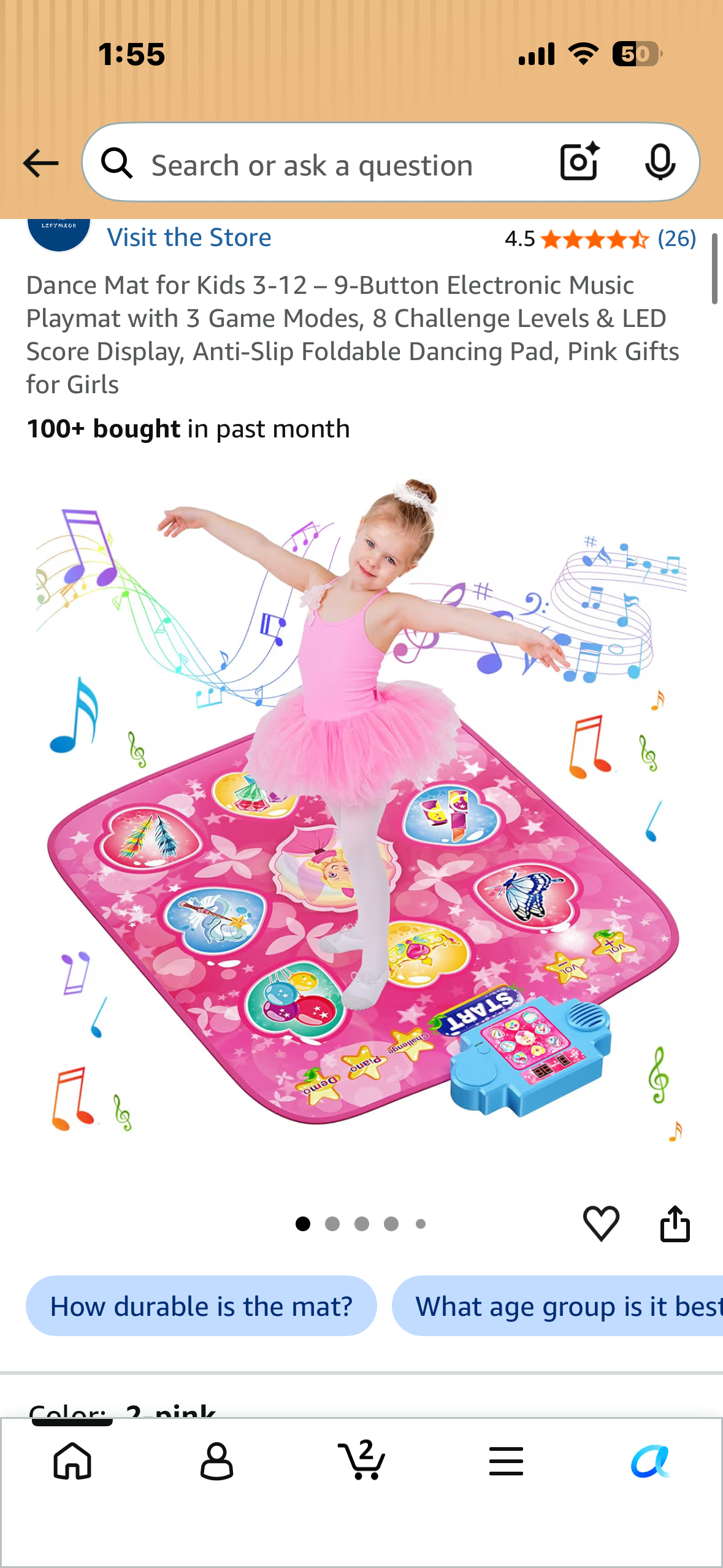Dance Mat for Kids 3-12 – 9-Button Electronic Music Playmat with 3 Game Modes, 8 Challenge Levels & LED Score Display, Anti-Slip Foldable Dancing Pad, Pink Gifts for Girls