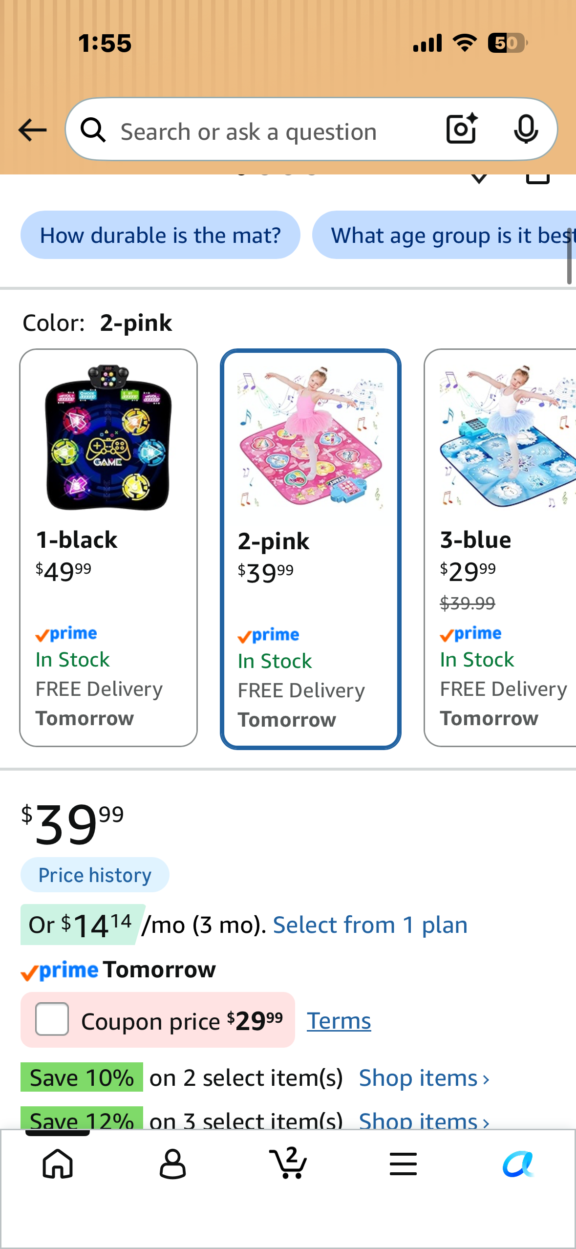 Dance Mat for Kids 3-12 – 9-Button Electronic Music Playmat with 3 Game Modes, 8 Challenge Levels & LED Score Display, Anti-Slip Foldable Dancing Pad, Pink Gifts for Girls