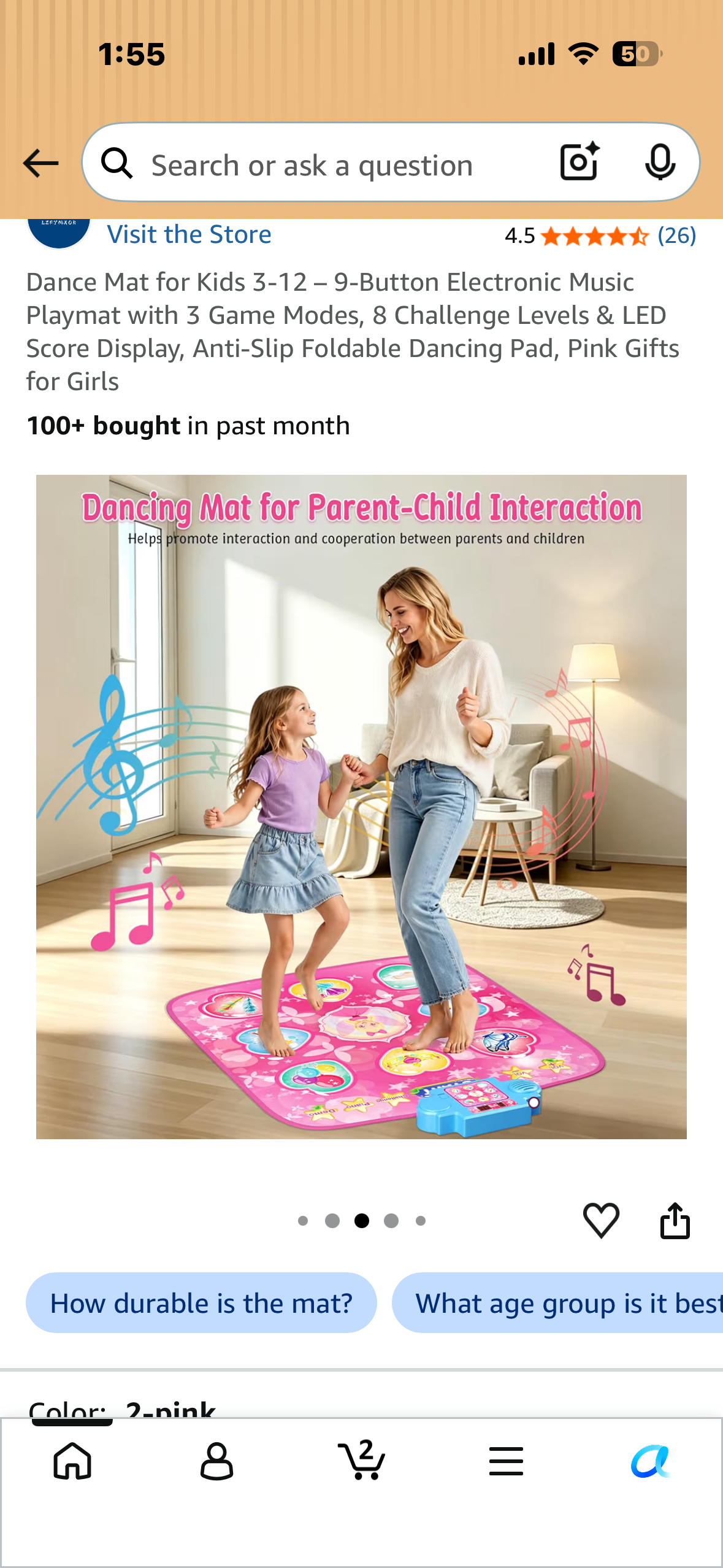 Dance Mat for Kids 3-12 – 9-Button Electronic Music Playmat with 3 Game Modes, 8 Challenge Levels & LED Score Display, Anti-Slip Foldable Dancing Pad, Pink Gifts for Girls