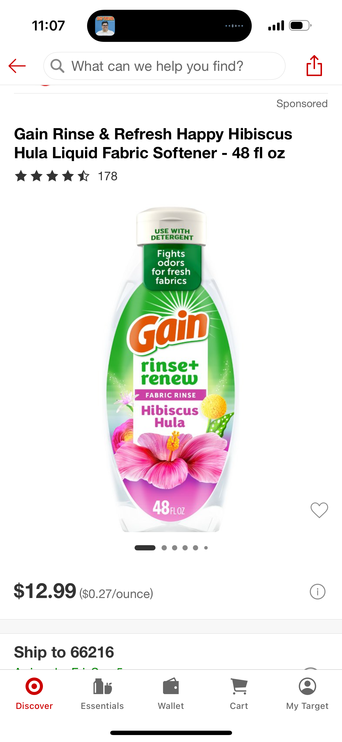 Gain Rinse & Refresh Happy Hibiscus Hula Liquid Fabric Softener - 48 fl oz