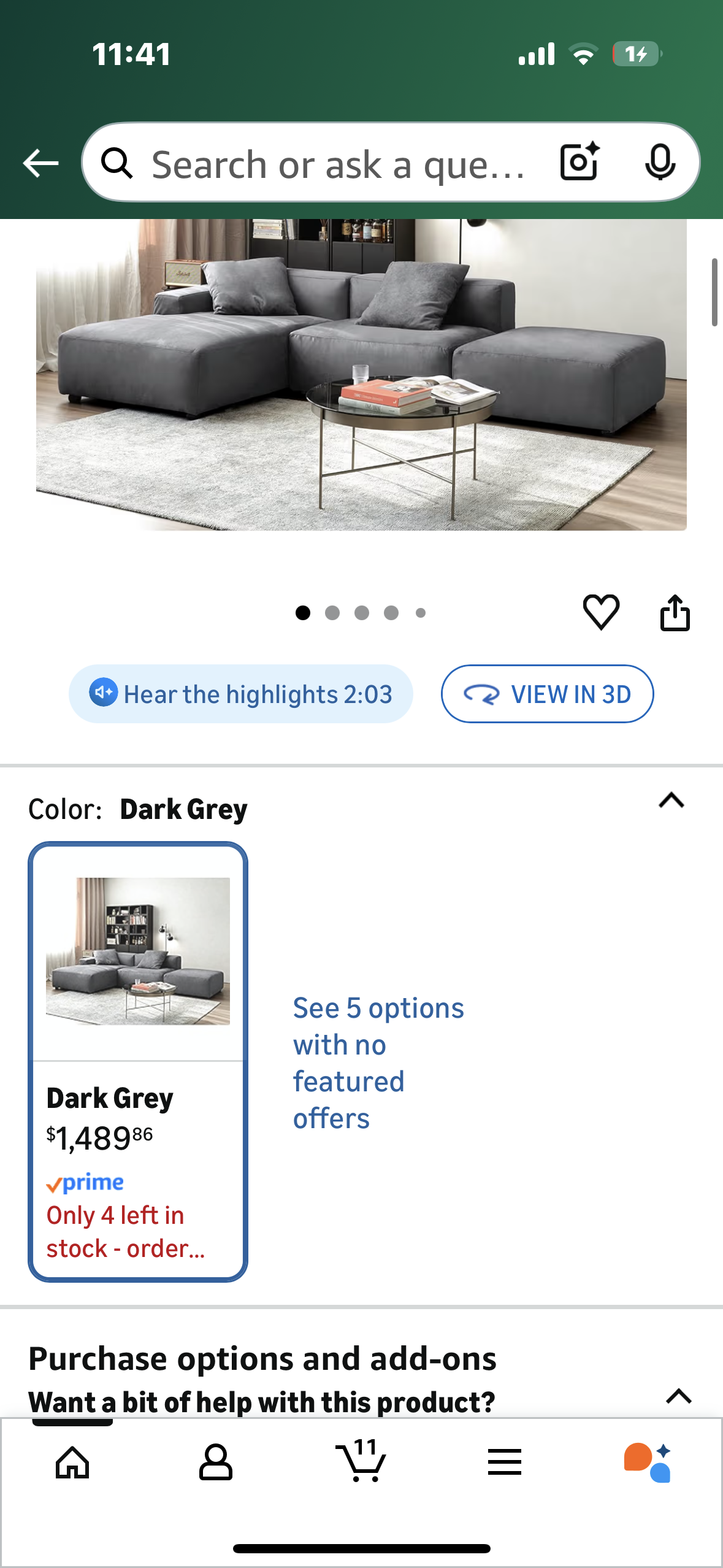 Acanva Luxury Modern Modular L-Shape Sectional Sofa Set, 3 Seat Upholstered Couch with Chaise Lounge for Living Room Bedroom Apartment,Light Cream (L1097)