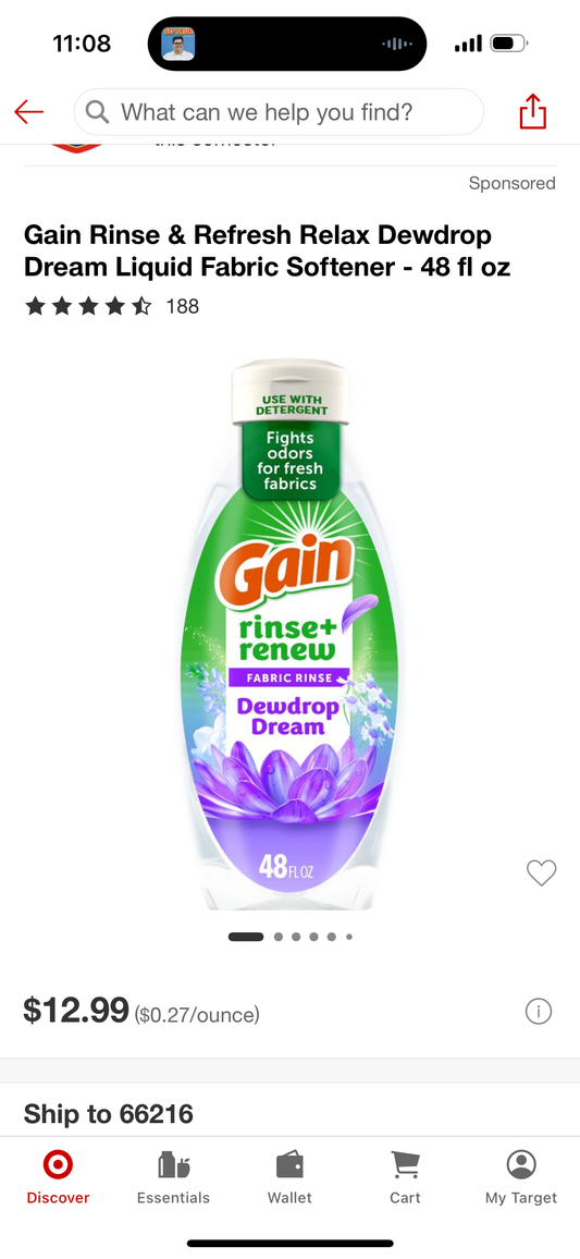 Gain Rinse & Refresh Relax Dewdrop Dream Liquid Fabric Softener - 48 fl oz