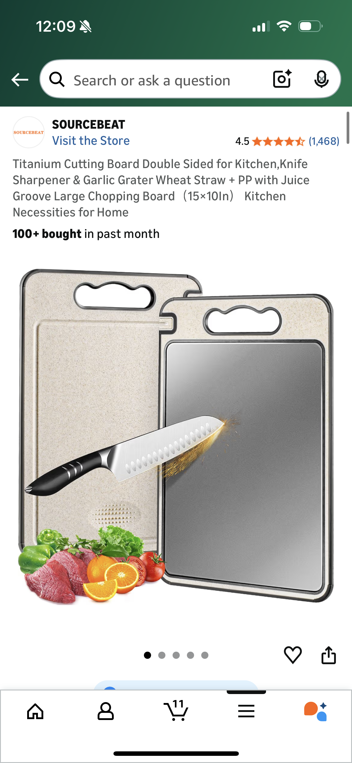 Titanium Cutting Board Double Sided for Kitchen,Knife Sharpener & Garlic Grater Wheat Straw + PP with Juice Groove Large Chopping Board (15×10In) Kitchen Necessities for Home