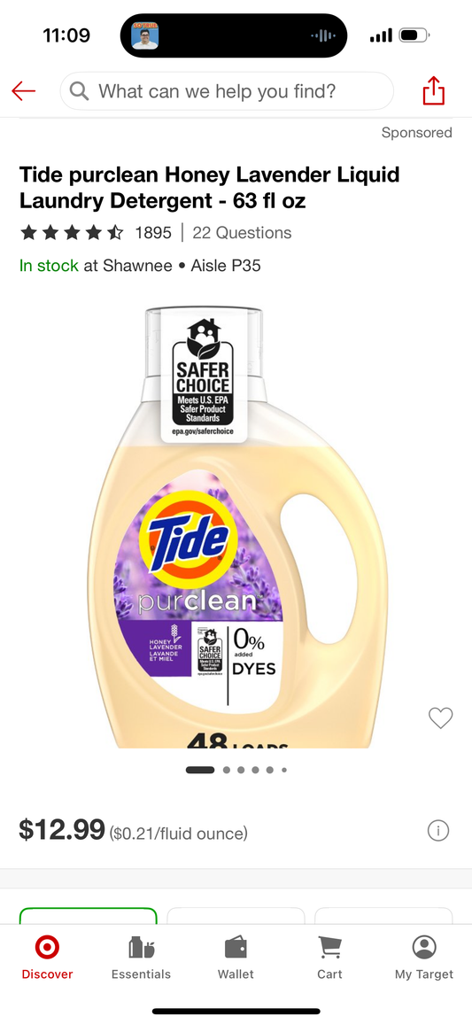 Tide purclean Honey Lavender Liquid Laundry Detergent - 63 fl oz
