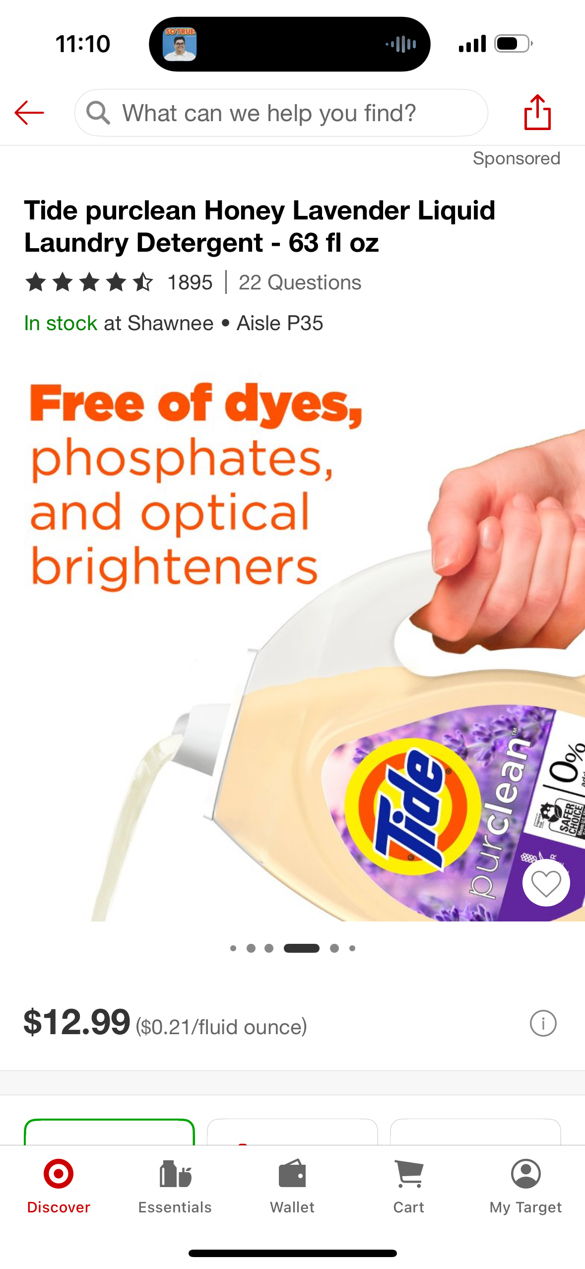 Tide purclean Honey Lavender Liquid Laundry Detergent - 63 fl oz