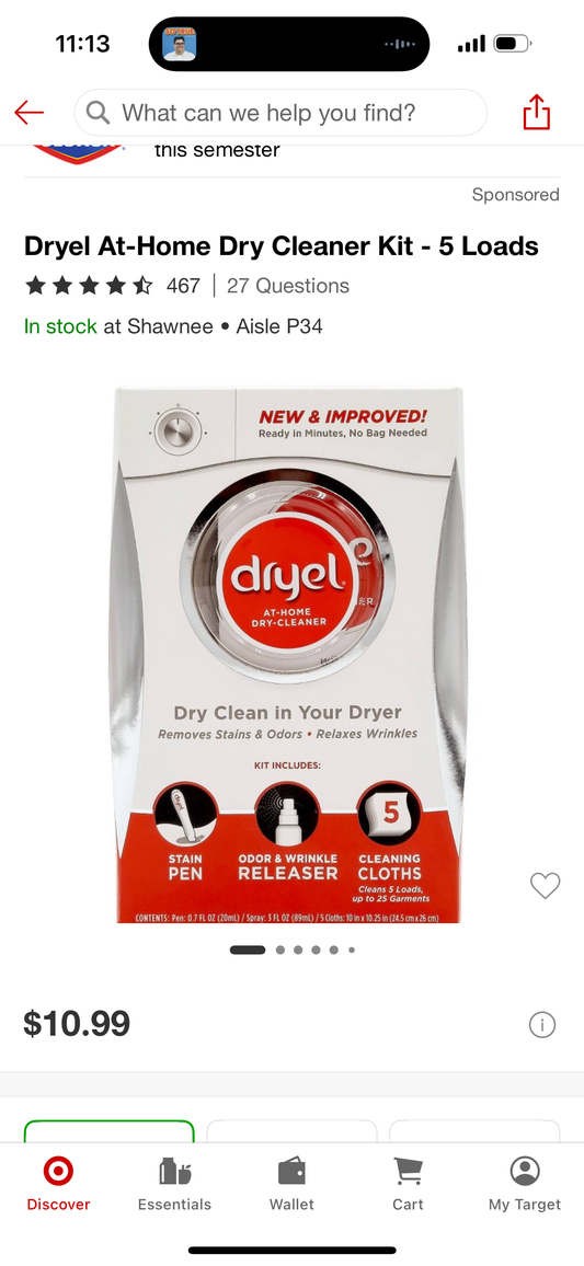 Dryel At-Home Dry Cleaner Kit - 5 Loads