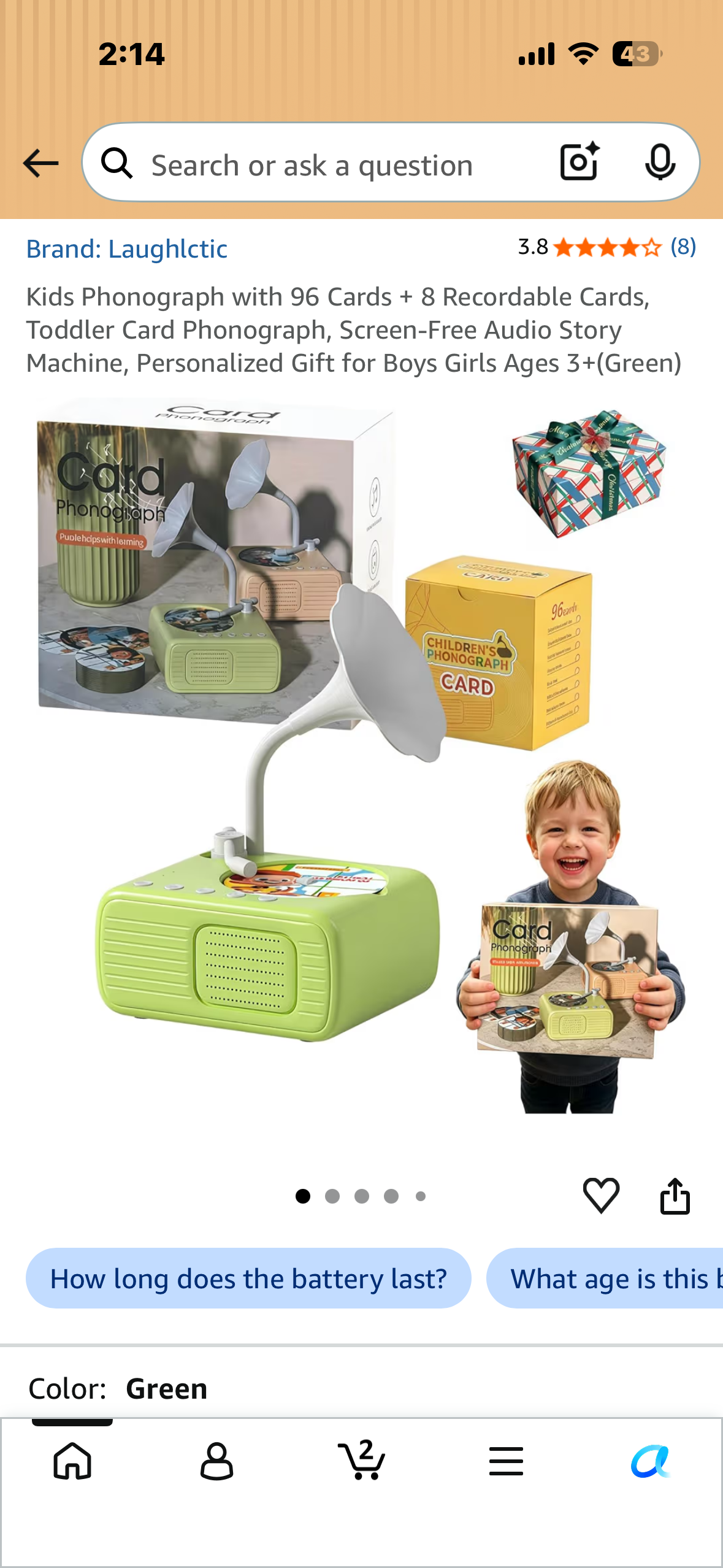Kids Phonograph with 96 Cards + 8 Recordable Cards, Toddler Card Phonograph, Screen-Free Audio Story Machine, Personalized Gift for Boys Girls Ages 3