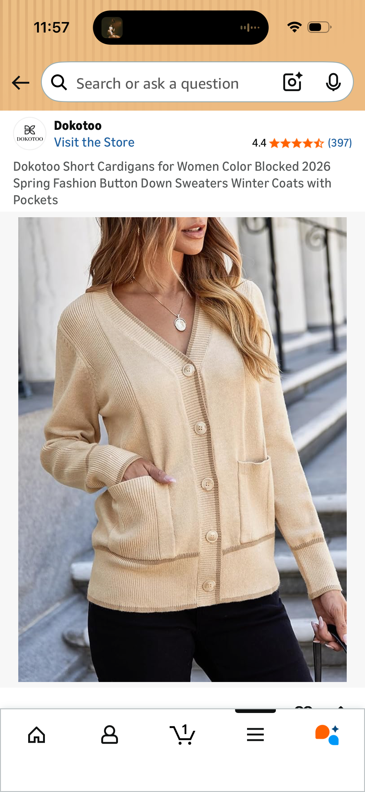 Dokotoo Short Cardigans for Women Color Blocked 2026 Spring Fashion Button Down Sweaters Winter Coats with Pockets (Size Large)
