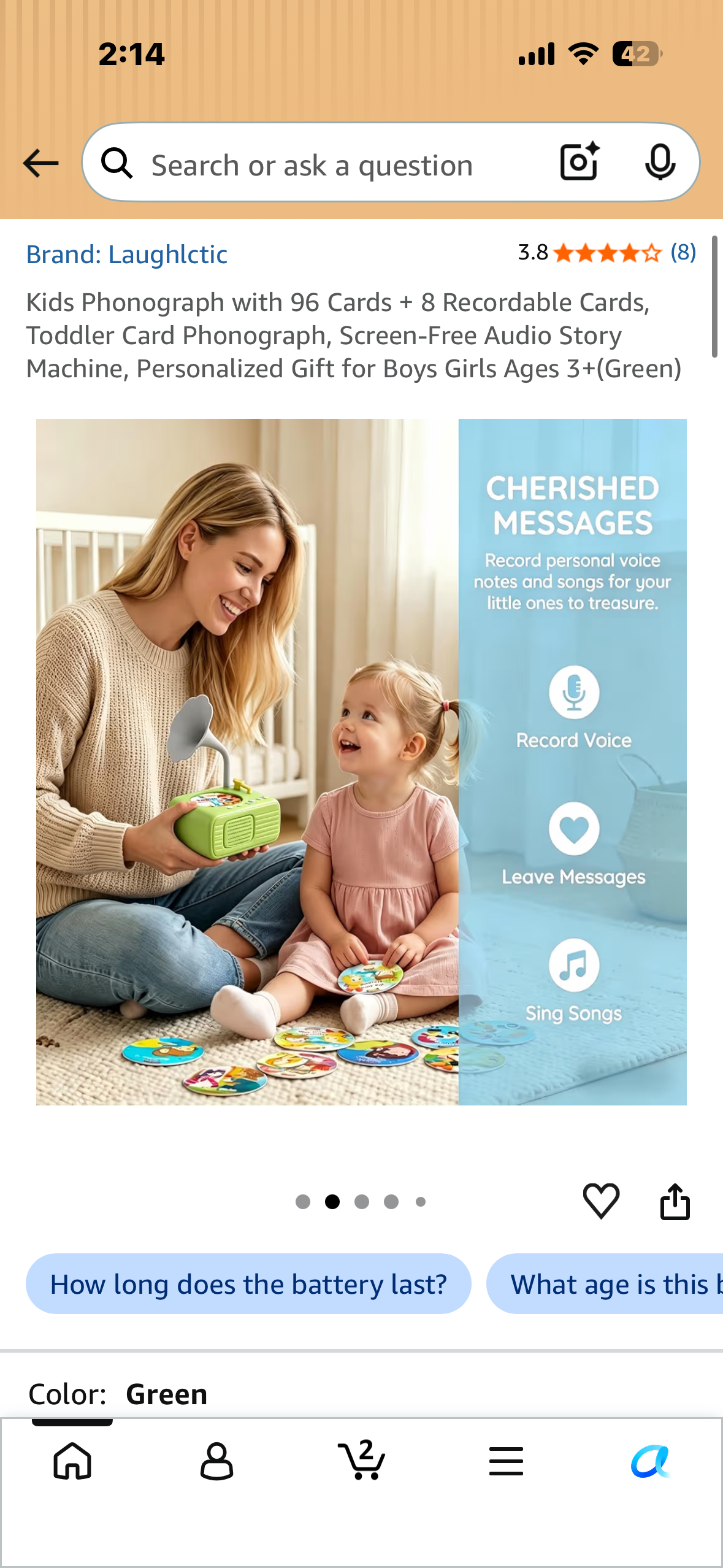 Kids Phonograph with 96 Cards + 8 Recordable Cards, Toddler Card Phonograph, Screen-Free Audio Story Machine, Personalized Gift for Boys Girls Ages 3