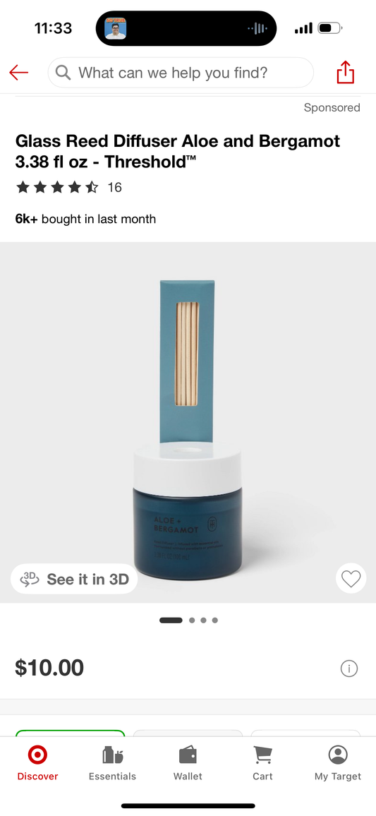 Glass Reed Diffuser Aloe and Bergamot 3.38 fl oz - Threshold™