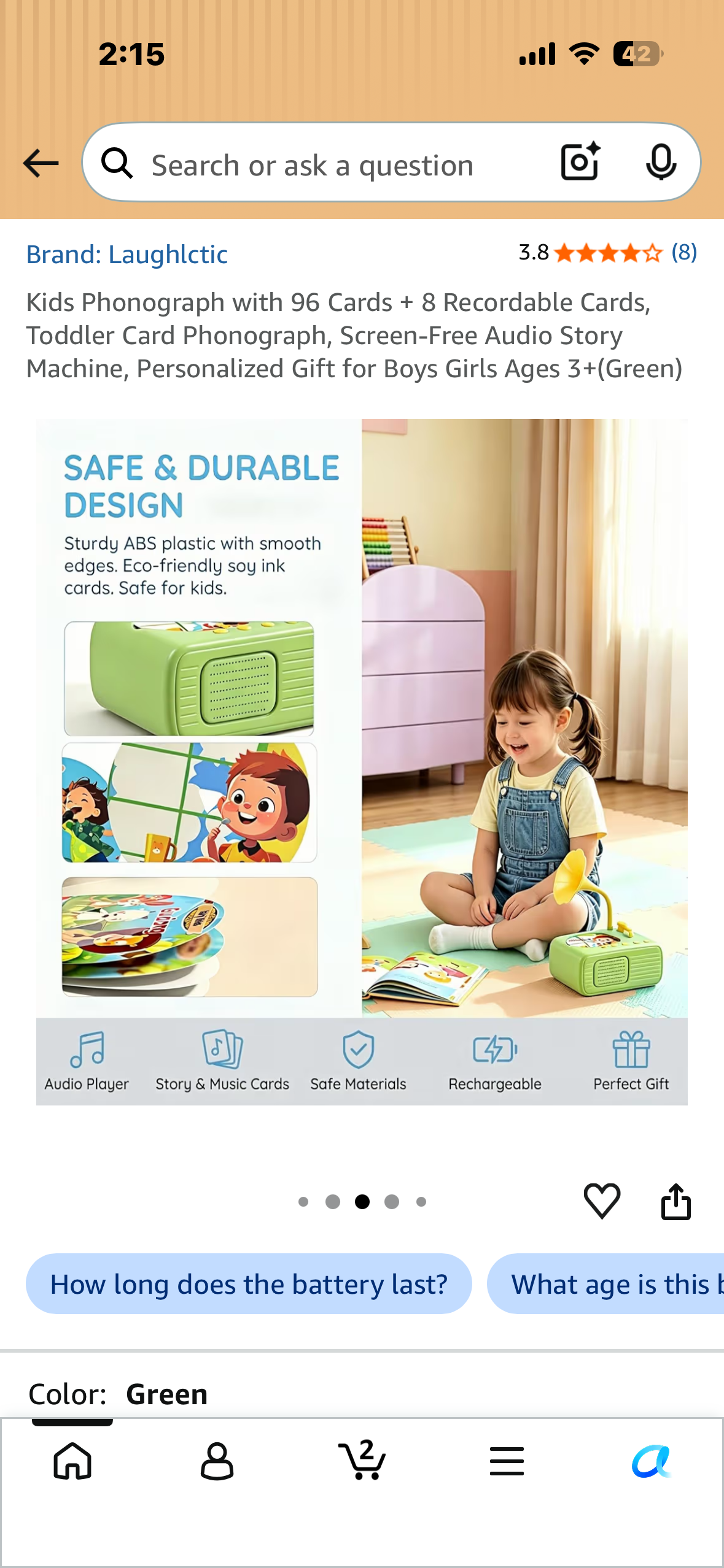 Kids Phonograph with 96 Cards + 8 Recordable Cards, Toddler Card Phonograph, Screen-Free Audio Story Machine, Personalized Gift for Boys Girls Ages 3