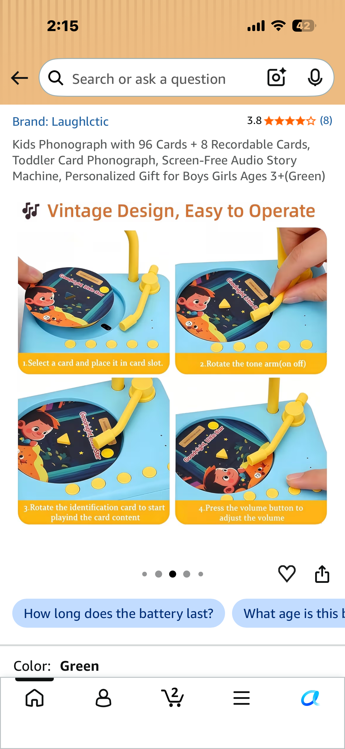 Kids Phonograph with 96 Cards + 8 Recordable Cards, Toddler Card Phonograph, Screen-Free Audio Story Machine, Personalized Gift for Boys Girls Ages 3