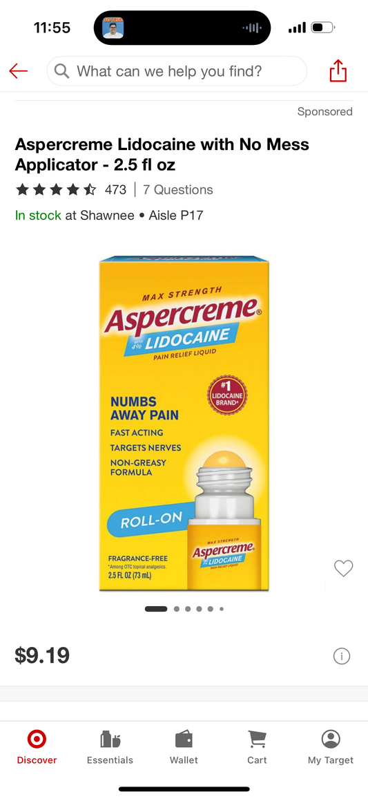 Aspercreme Lidocaine with No Mess Applicator - 2.5 fl oz