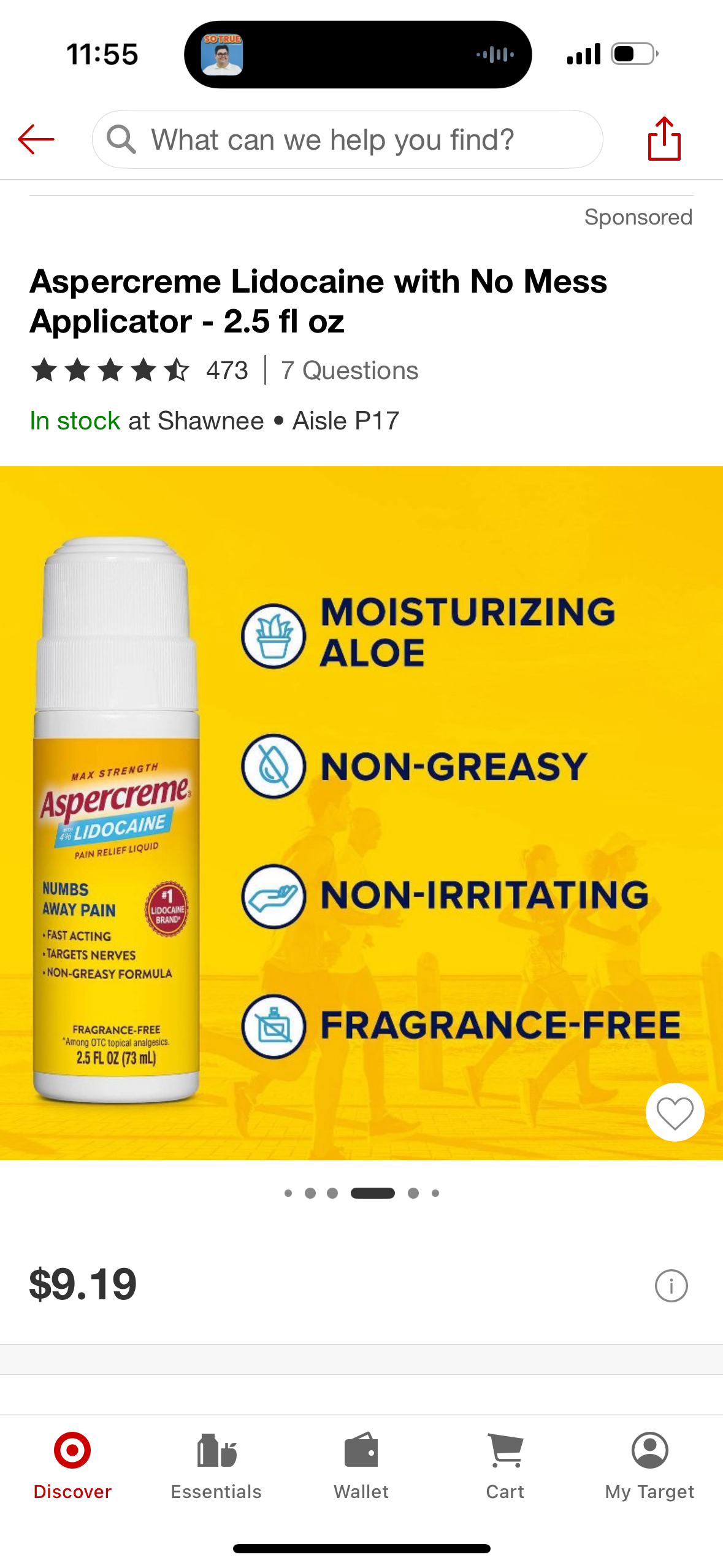 Aspercreme Lidocaine with No Mess Applicator - 2.5 fl oz