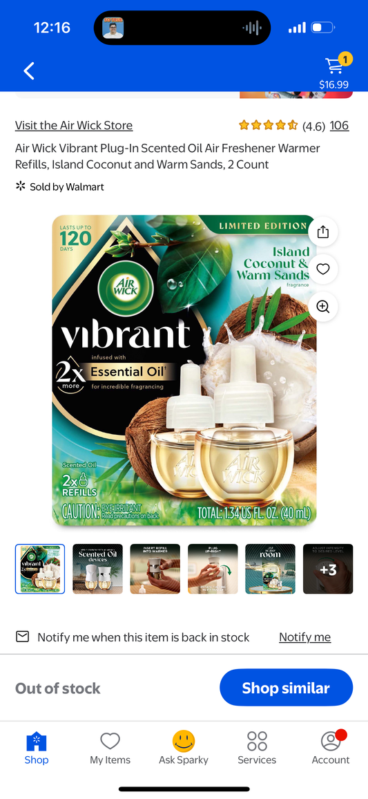 Air Wick Vibrant Plug-In Scented Oil Air Freshener Warmer Refills, Island Coconut and Warm Sands, 2 Count