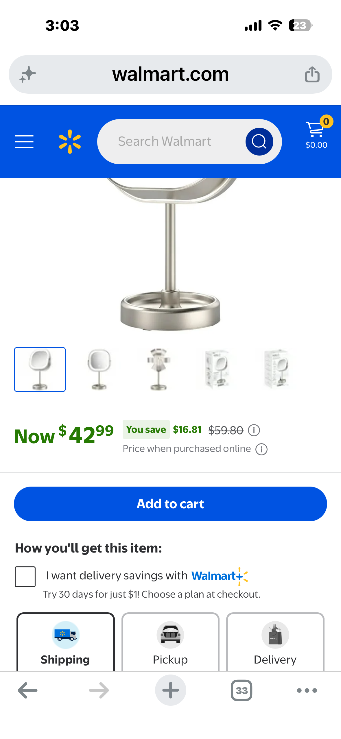 Conair Lighted Makeup Mirror, Double-Sided LED Vanity Mirror with 1X/10X Magnification, 3 Light Settings, 3 Modes, 360° Rotation, Satin Nickel Finish
