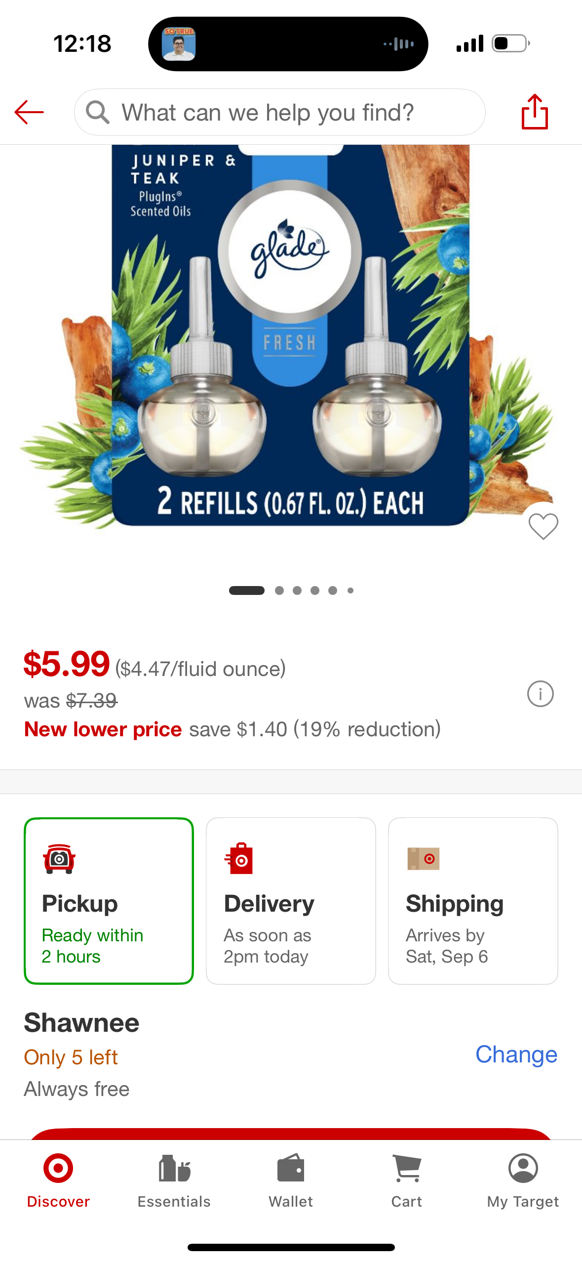 Glade PlugIns Scented Oil Air Freshener Refills Juniper & Teak - 1.34 fl oz/2pk