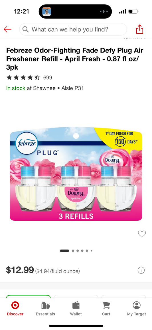 Febreze Odor-Fighting Fade Defy Plug Air Freshener Refill - April Fresh - 0.87 fl oz/ 3pk