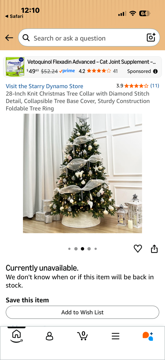 28-Inch Knit Christmas Tree Collar with Diamond Stitch Detail, Collapsible Tree Base Cover, Sturdy Construction Foldable Tree Ring