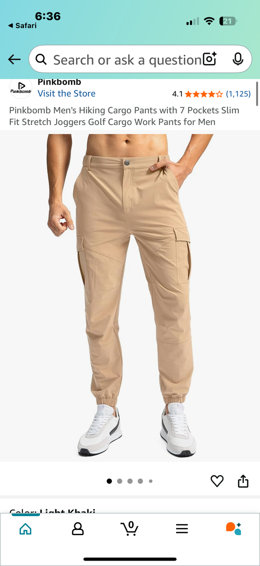 Pinkbomb Men's Hiking Cargo Pants with 7 Pockets Slim Fit Stretch Joggers Golf Cargo Work Pants for Men (Size Large )