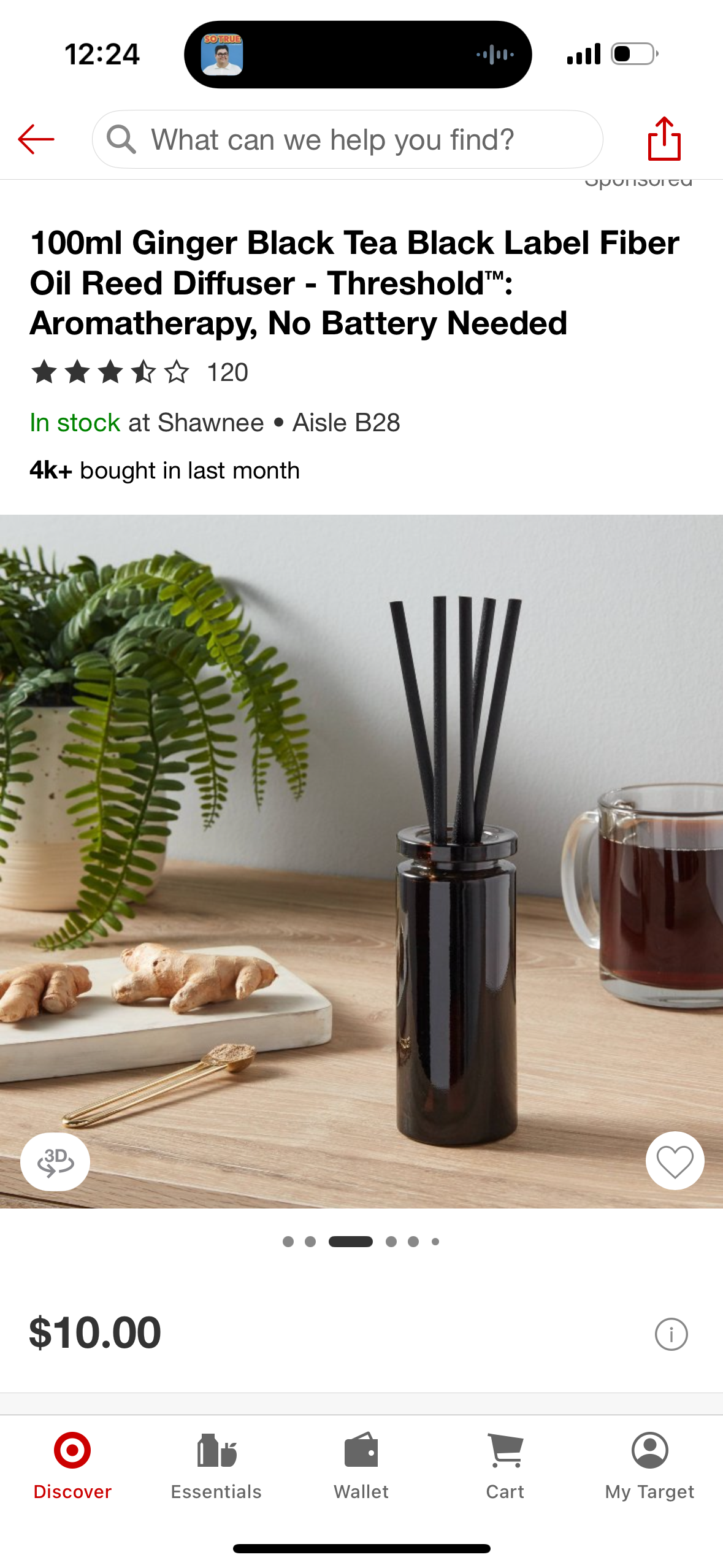 100ml Ginger Black Tea Black Label Fiber Oil Reed Diffuser - Threshold™: Aromatherapy, No Battery Needed