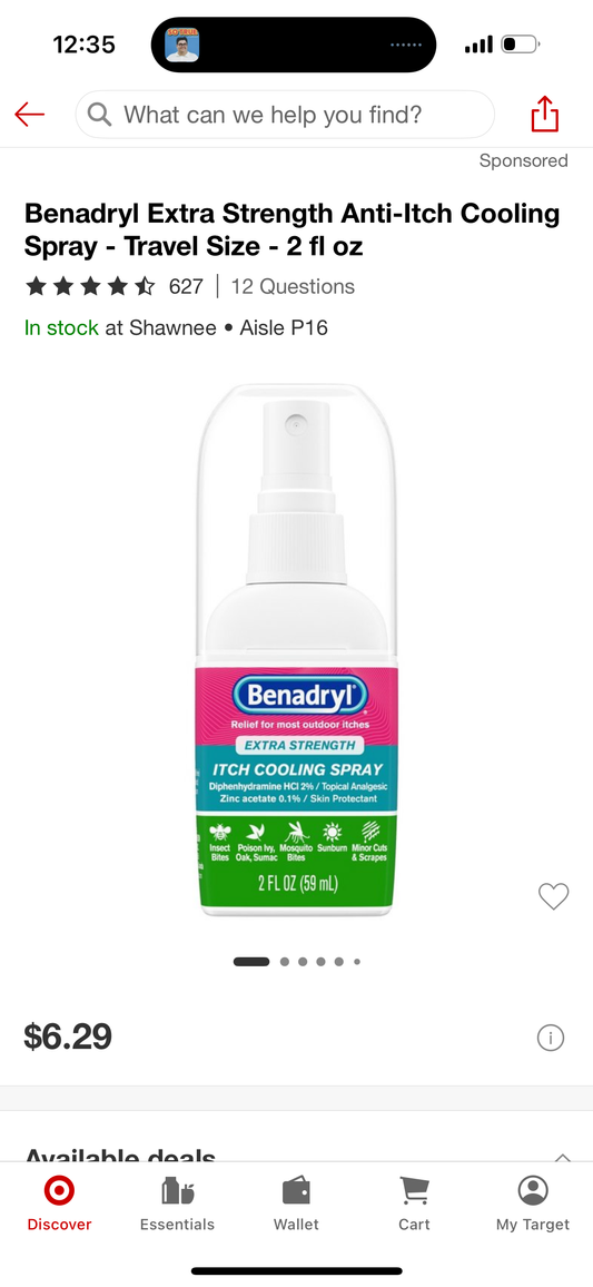 Benadryl Extra Strength Anti-Itch Cooling Spray - Travel Size - 2 fl oz