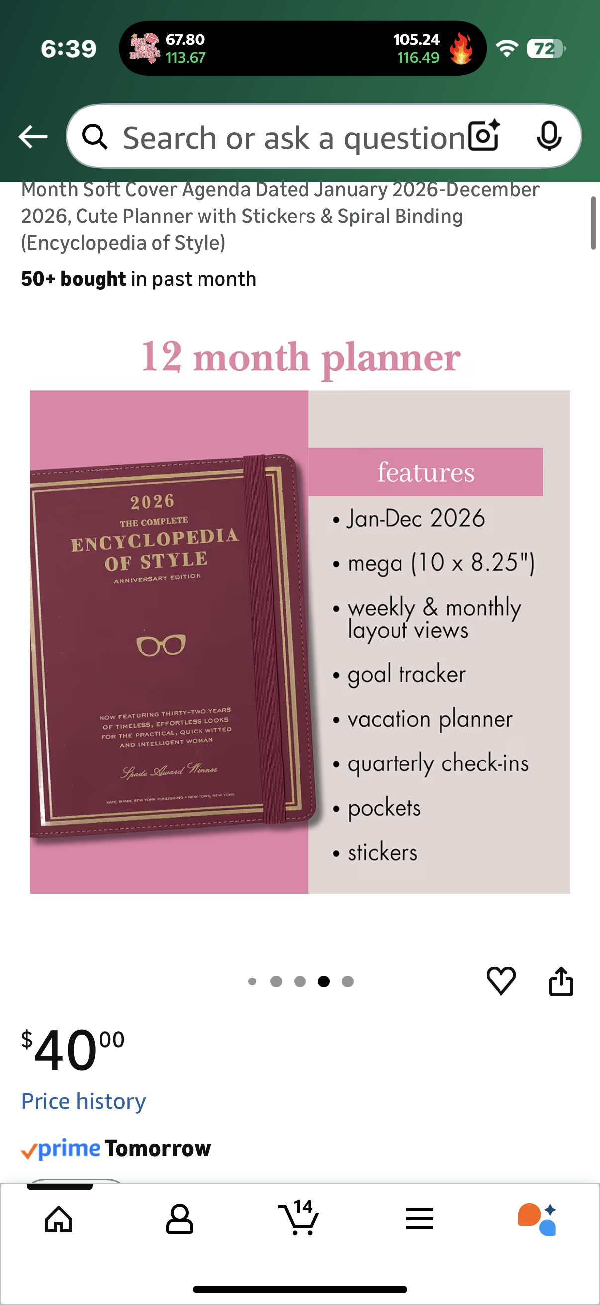 kate spade new york 2026 Large Weekly & Monthly Planner, 12 Month Soft Cover Agenda Dated January 2026-December 2026, Cute Planner with Stickers & Spiral Binding (Encyclopedia of Style