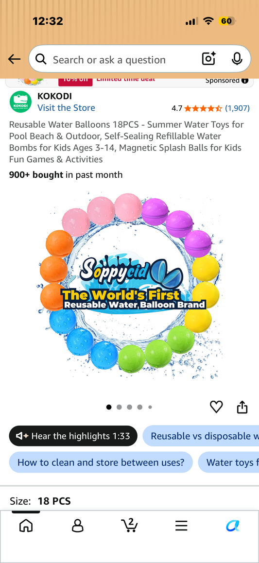 Reusable Water Balloons 18PCS - Summer Water Toys for Pool Beach & Outdoor, Self-Sealing Refillable Water Bombs for Kids Ages 3-14, Magnetic Splash Balls for Kids Fun Games & Activities