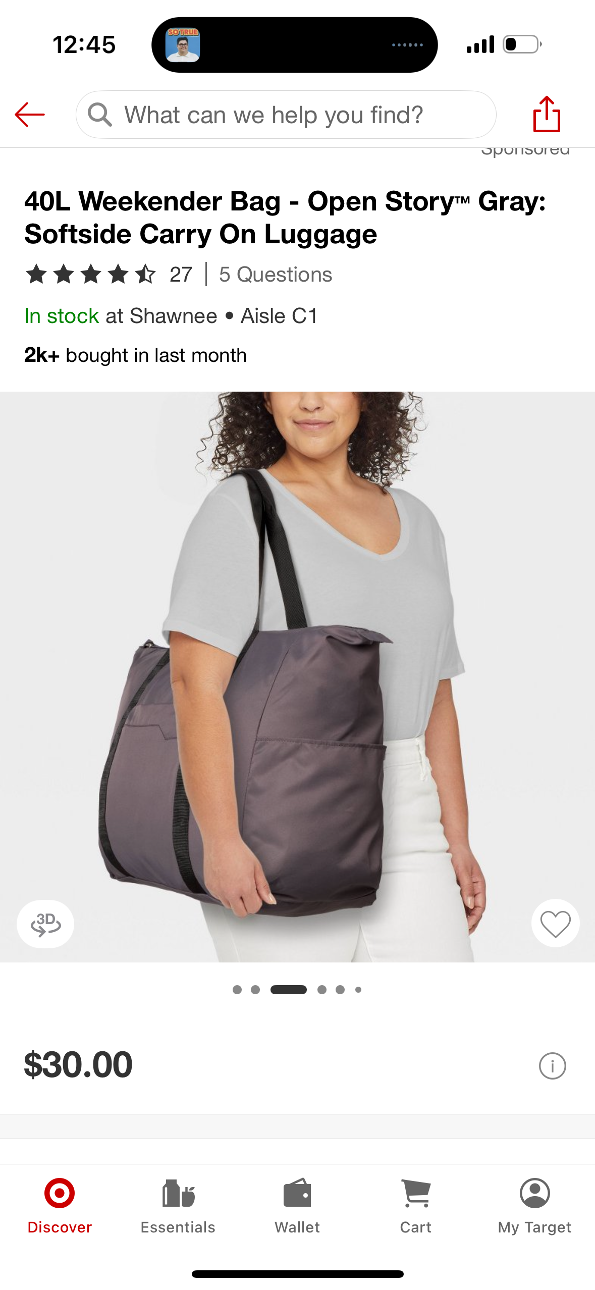40L Weekender Bag - Open Story™ Gray: Softside Carry On Luggage
