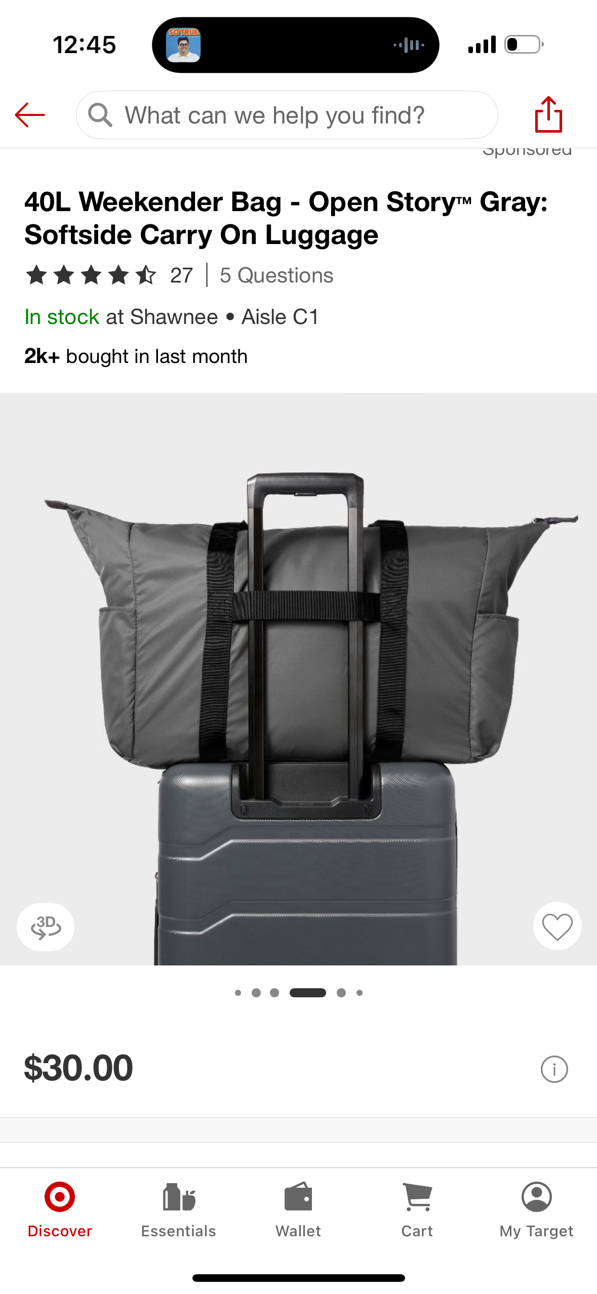 40L Weekender Bag - Open Story™ Gray: Softside Carry On Luggage