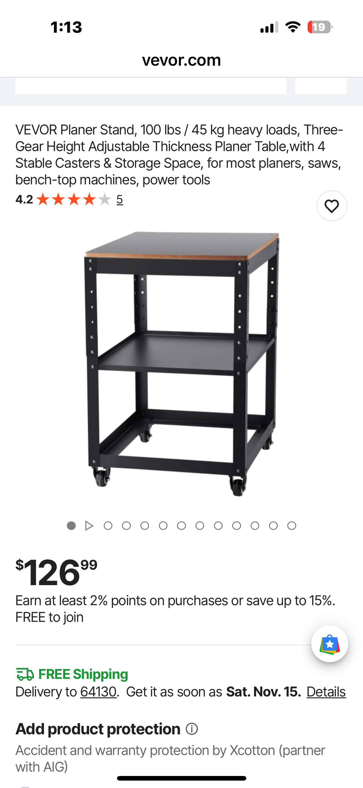 VEVOR Portable Workbench,Planer Stand, 100 lbs / 45 kg heavy loads,  Adjustable Thickness Planer Table, with 4 Stable Casters & Storage Space, for most planers, saws, bench-top machines, power tools (G905)