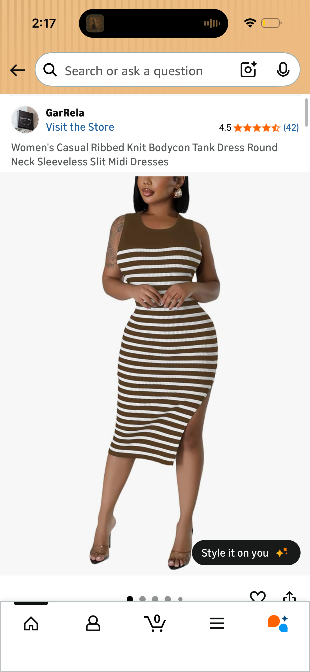 Women's Casual Ribbed Knit Bodycon Tank Dress Round Neck Sleeveless Slit Midi Dresses
 (Size Small)