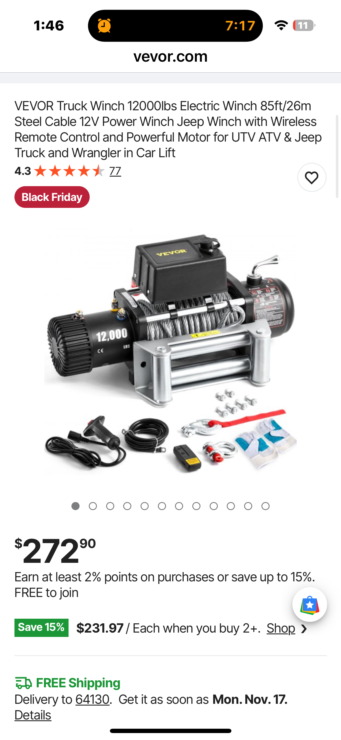 VEVOR Truck Winch 12000lbs Electric Winch, 85ft/26m Steel Cable 12V Power Winch with Wireless Remote Control and Powerful Motor for UTV, ATV, Jeep, Truck (G906)