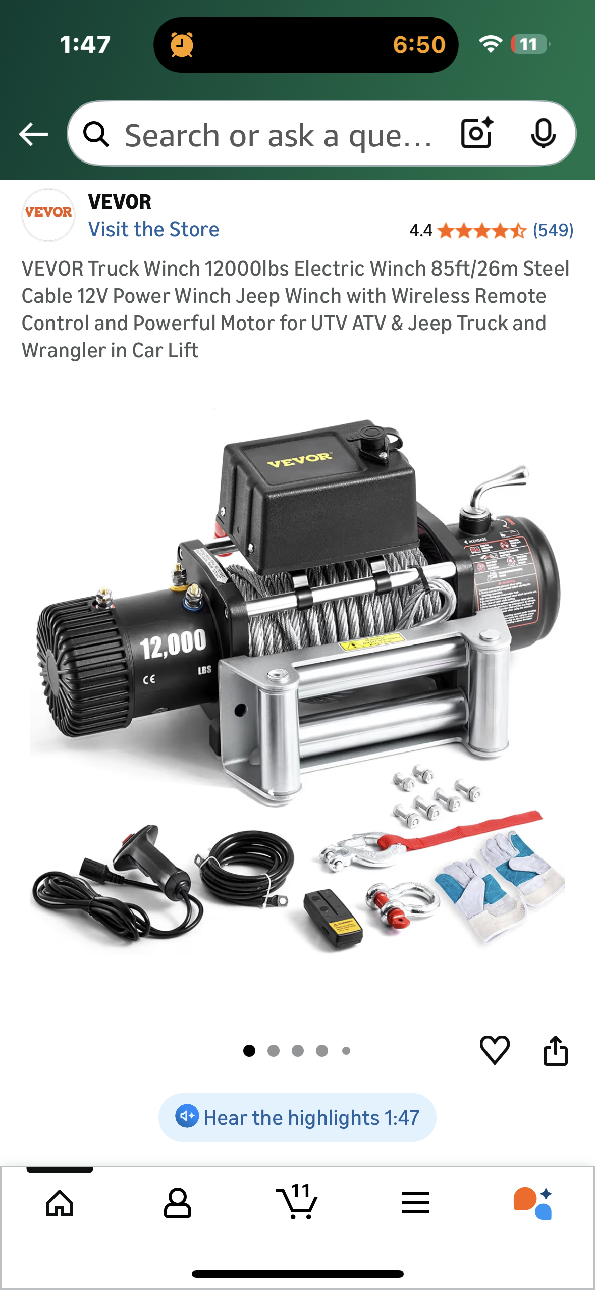 VEVOR Truck Winch 12000lbs Electric Winch, 85ft/26m Steel Cable 12V Power Winch with Wireless Remote Control and Powerful Motor for UTV, ATV, Jeep, Truck (G906)