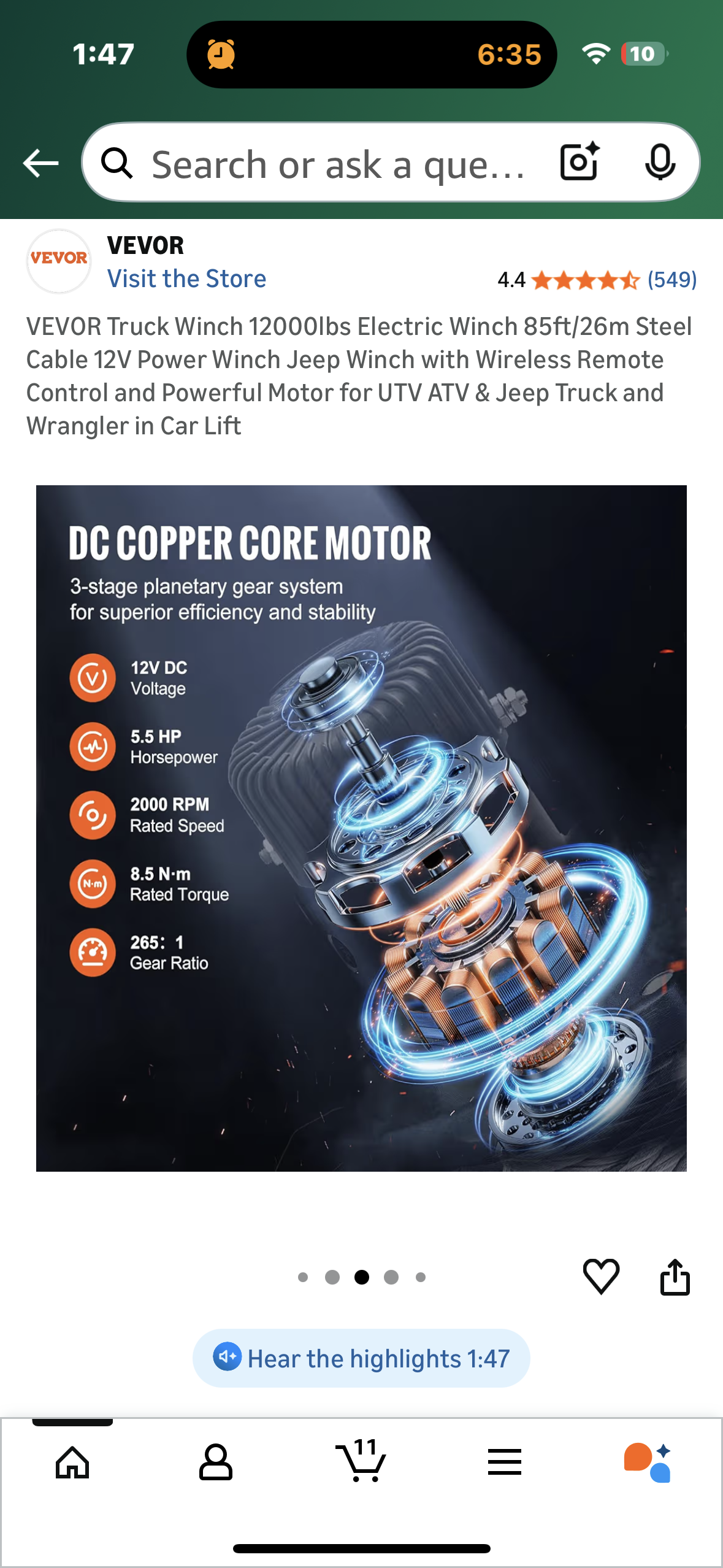 VEVOR Truck Winch 12000lbs Electric Winch, 85ft/26m Steel Cable 12V Power Winch with Wireless Remote Control and Powerful Motor for UTV, ATV, Jeep, Truck (G906)