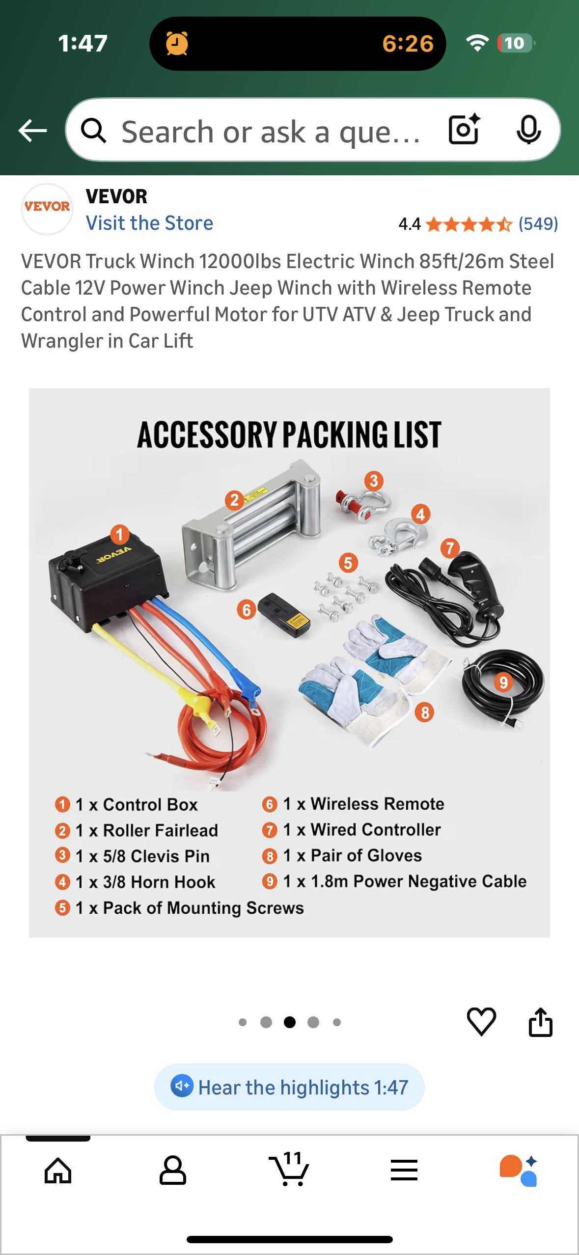 VEVOR Truck Winch 12000lbs Electric Winch, 85ft/26m Steel Cable 12V Power Winch with Wireless Remote Control and Powerful Motor for UTV, ATV, Jeep, Truck (G906)