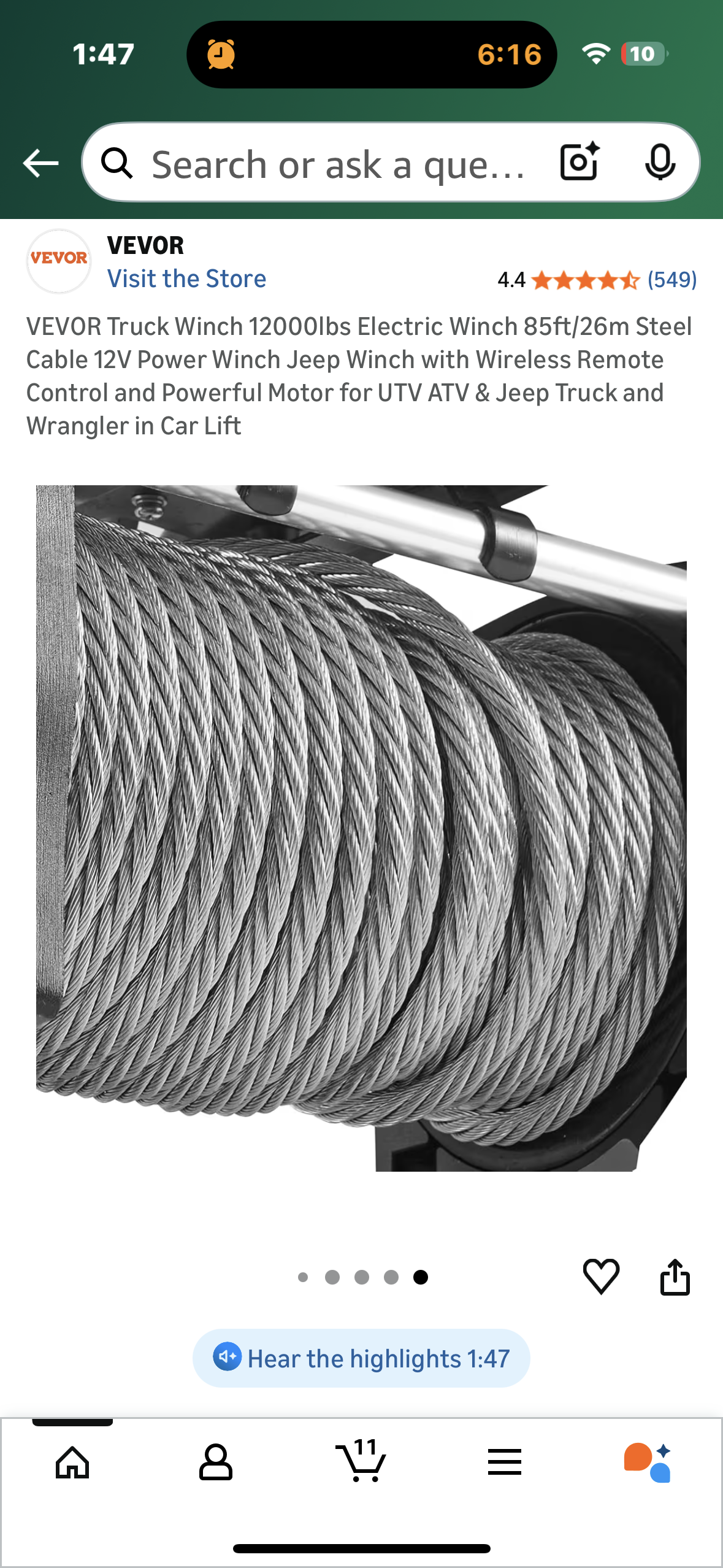 VEVOR Truck Winch 12000lbs Electric Winch, 85ft/26m Steel Cable 12V Power Winch with Wireless Remote Control and Powerful Motor for UTV, ATV, Jeep, Truck (G906)