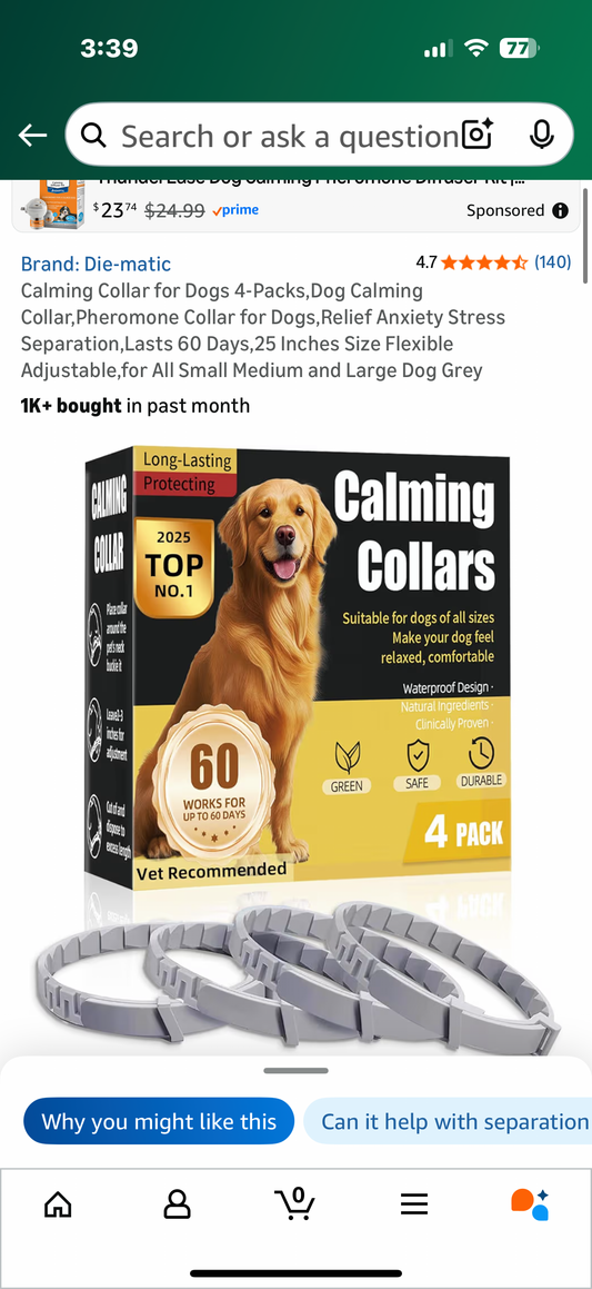Calming Collar for Dogs 4-Packs,Dog Calming Collar,Pheromone Collar for Dogs,Relief Anxiety Stress Separation,Lasts 60 Days,25 Inches Size Flexible Adjustable,for All Small Medium and Large Dog Grey