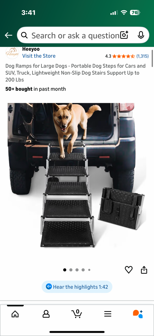 Dog Ramps for Large Dogs - Portable Dog Steps for Cars and SUV, Truck, Lightweight Non-Slip Dog Stairs Support Up to 200 Lbs