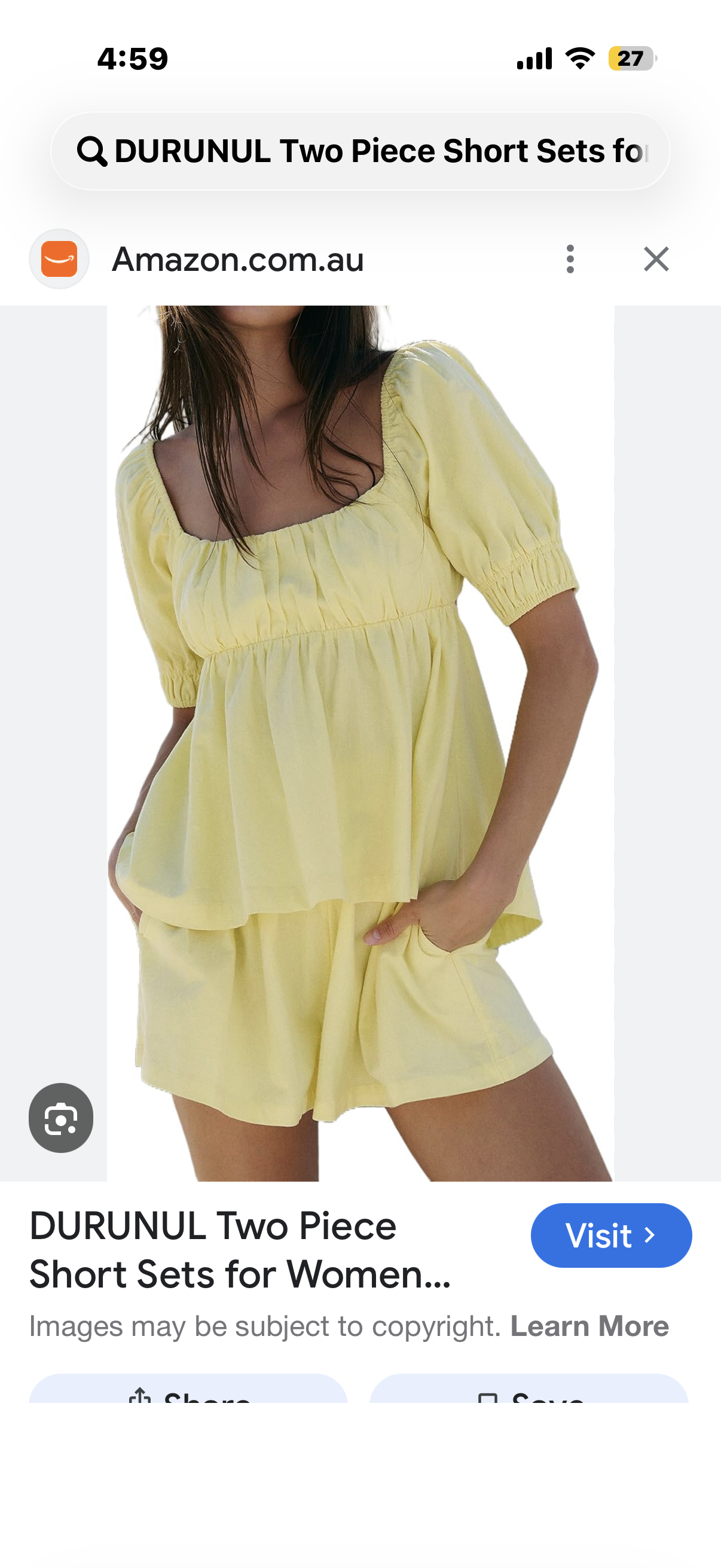 Two Piece Short Sets for Women Short Puff Sleeve Tie Back Babydoll Tops and Shorts Cute 2 Piece Vacation Outfits (Size Small)
