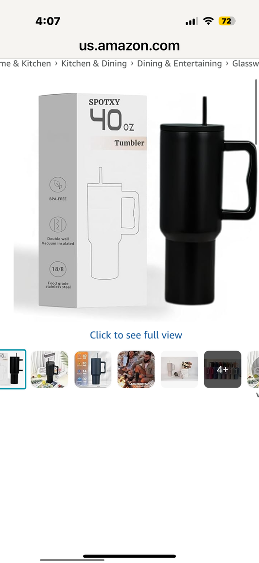 SPOTXY 40 oz Tumbler with Handle and Straw Lid | Insulated Cup Reusable Stainless Steel Water Bottle Travel Mug Cupholder Friendly | Gifts for Women Men Him Her | Trek Collection (Black)